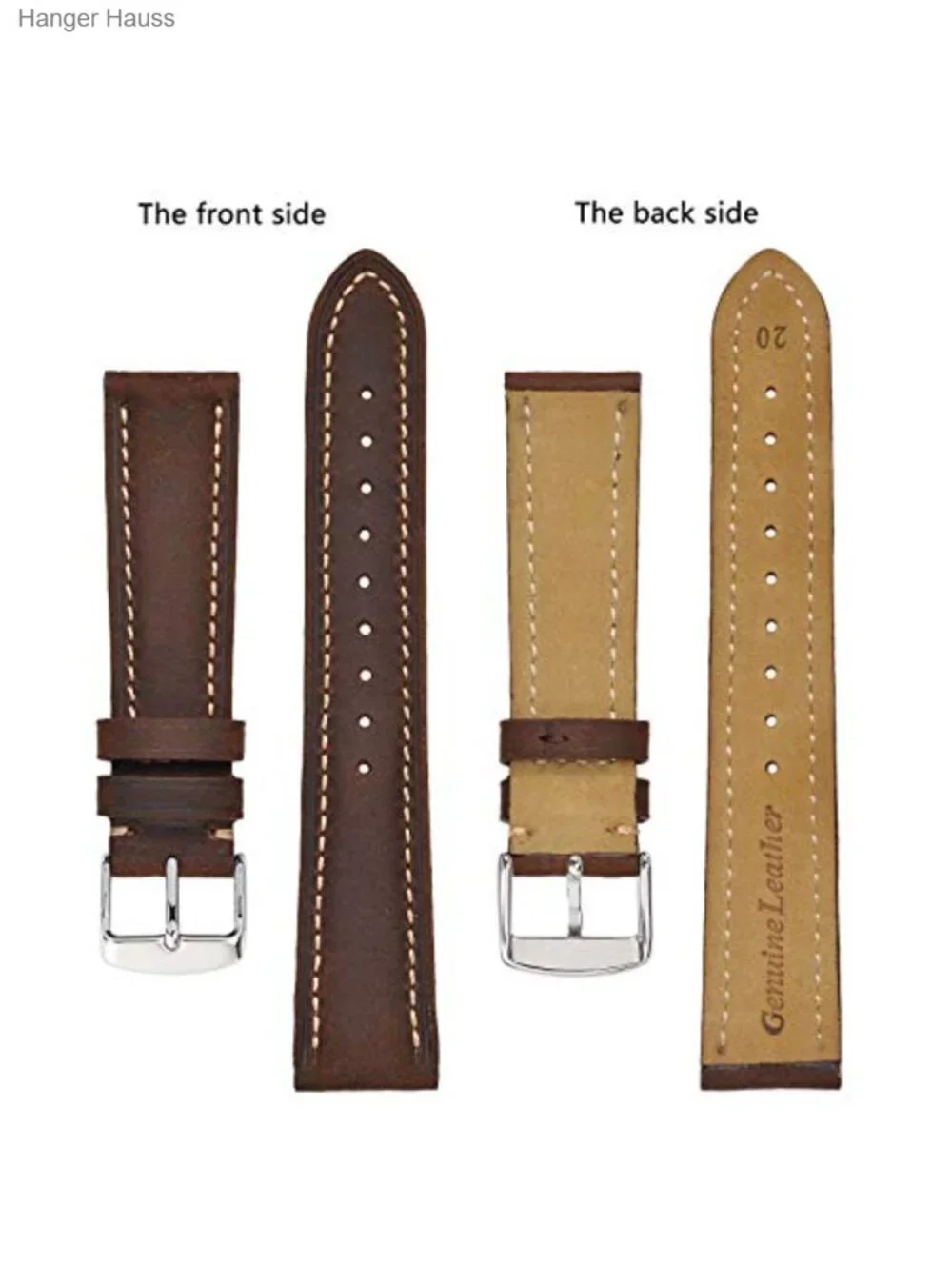 Vintage Leather Watch Band Replacement Strap 14-24mm